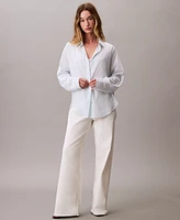 Calvin Klein Women's Stripe Dolman Sleeve Relaxed Button-Down Shirt