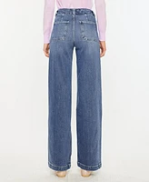 Kancan Women's High Rise Wide Leg Pull On Jeans