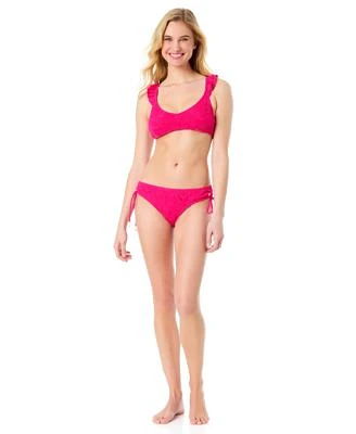 Cece Womens La Vie A La Mer Textured Ruffle Strap Bikini Top Bottoms