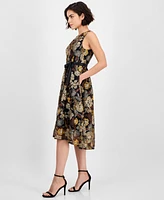 Tahari Asl Petite Embroidered Sleeveless Fit & Flare Dress