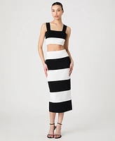 French Connection Women's Striped Bodycon Knit Maxi Skirt