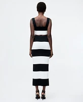 French Connection Women's Striped Bodycon Knit Maxi Skirt