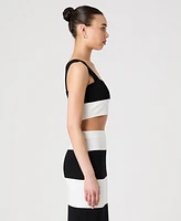 French Connection Women's Sleeveless Bodycon Colorblock Knit Top