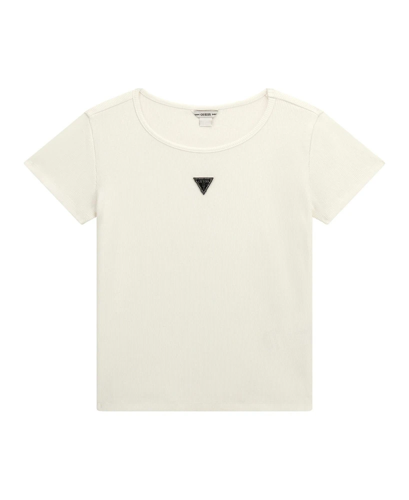 Guess Big Girl Short Sleeve with Shiny Foil Print Logo T-Shirt