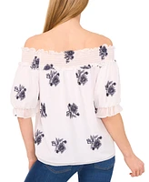 CeCe Women's Printed Puff-Sleeve Off-The-Shoulder Blouse