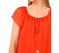 CeCe Women's Round-Neck Flutter-Sleeve Blouse