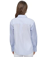 Dkny Jeans Women's Cropped Long-Sleeve Button-Front Shirt - L4c