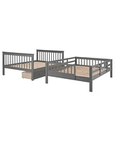 Stairway Full-Over-Full Bunk Bed w/ Drawer & Storage