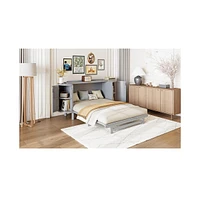 Queen Murphy Bed with Hidden Storage & Modern Woven Design