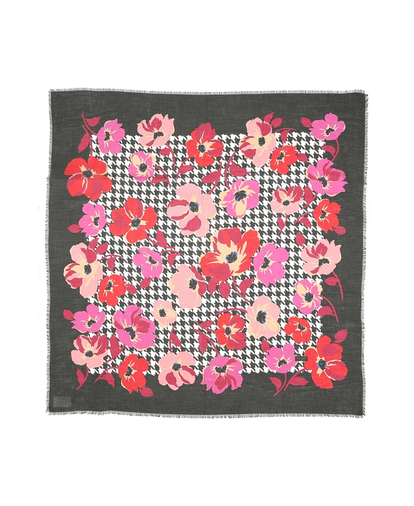 Kate Spade New York Women's Houndstooth Poppies Modal Square Scarf
