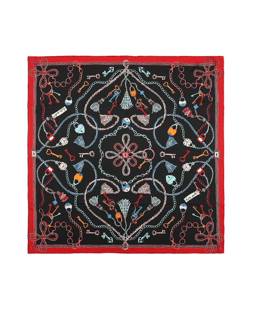 Kate Spade New York Women's Lock and Key Silk Square Scarf