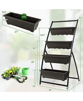 4-Tier Vertical Raised Garden Bed with 4 Containers and Drainage Holes