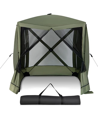 6.7 x 6.7 Feet Pop Up Gazebo with Netting and Carry Bag-Green