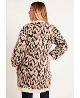 June + Vie Plus Leopard-Print Eyelash Cardigan
