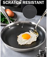 Cooks Standard Hybrid Nonstick Frying Pan Set, 10 and 12-Inch Multi-Ply Clad Stainless Steel 2 Piece Skillet with Tempered Glass Lids, Oven Safe, Comp