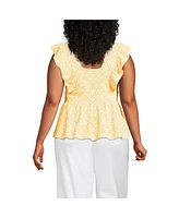 Lands' End Plus Lightweight Jersey Ruffle Peplum Top