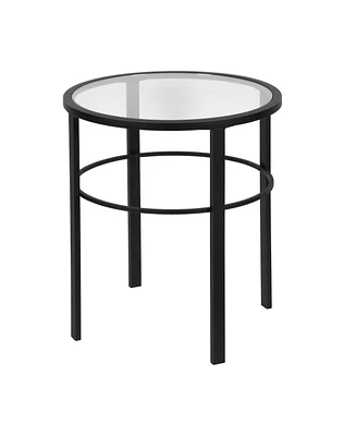 Glass Top Round End Table – Sturdy Steel Base for a Chic Industrial Look