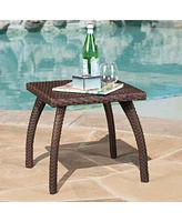 Outdoor Rattan Brown Side Table
