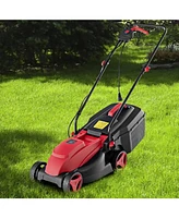 10 Amp 13 Inch Electric Corded Lawn Mower with Collection Box-Red