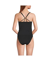 Lands' End Women's Long Torso Tugless QuickDry Adjustable Strappy Back Tankini Top