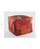 Modern Cotton Blend Fabric Ottoman Pouf Accent Seat
