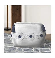 18" Grey 100% Cotton Ottoman