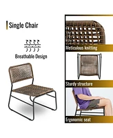 Patio Furniture Set 3 Piece Mixture Pattern Pe Rattan Steel Frame And Modern Round Table