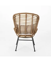 Set of 2 Wicker Chairs with Cushion Outdoor Dining Chairs