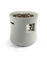 20 in. Propane Round Fire Pit Table, Stone 40000 Btu Gas Firepits with Free Lava Rocks and Waterproof Cover