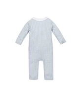 Hope & Henry Baby 4 Piece Peter Pan Collar Romper, Hat, Bootie Boxed Gift Set