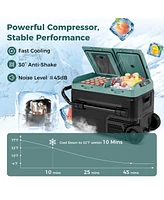 Dual Zone 12V 42QT Car Refrigerator with Wheels
