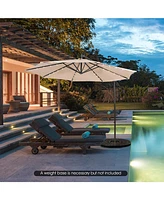 10 Feet Patio Solar Powered Cantilever Umbrella with Tilting System-Beige