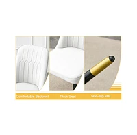 Snow Mountain Dining Set: 71" Table, Gold Legs & 8 White Pu Chairs