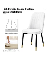 Modern Dining Set: Table & 4 Pu Leather Chairs