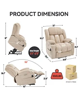 Chenille Power Lift Recliner, Massage & Heat, Usb, Cup Holders, Beige