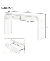 Unique Modern Rounded Silhouette and Smooth Surface Console Table with 2 Drawers for Living Room and Entryway( Apricot Cream)