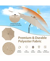 10 Feet Patio Umbrella with 112 Solar Lights and Crank Handle