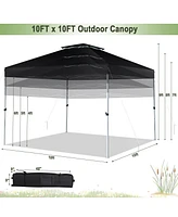 2-Tier 10 x 10 Feet Pop-up Canopy Tent with Wheeled Carry Bag