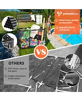 Yescom Rolling Mesh Pool Storage Bin Floats Toys Organzier Metal Frame 10 Wheels Double Decker with Blue Mesh Replacement Net Combo