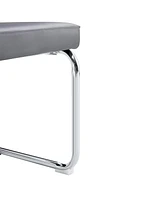 51.5" Decorative Stainless Steel Contemporary Bench in Faux Leather for Entryway Bench, Bedroom end of Bench, Dining Bench, Kitchen Seat Dining,