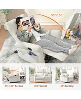 360 Swivel Rocker Recliner Chair - Gray Fabric