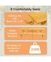 8-Person Brown Picnic Table with Benches