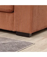 Corduroy Sectional Sofa with Ottomans - Orange