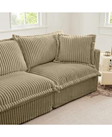 Camel Corduroy 3-Seater Slipcovered Sofa