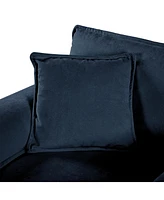 U-Shaped Sectional Sofa with Ottomans - Chenille Blue