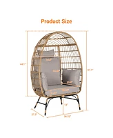 Oversized Wicker Egg Chair w/ Cushion & Pillow