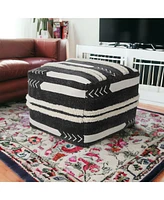 18" Black 100% Cotton Ottoman