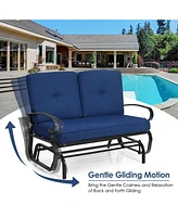 2 Seats Outdoor Swing Glider Chair with Comfortable Cushions