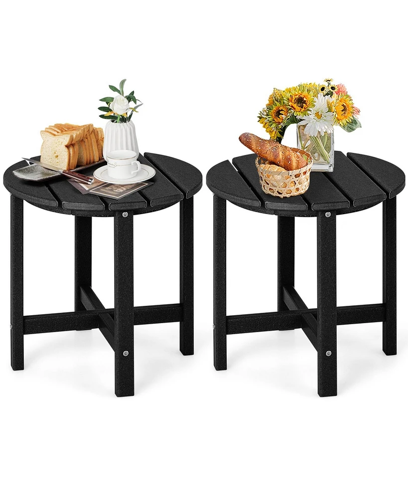 Set of 2 18 Inch Round Weather-Resistant Adirondack Side Tables