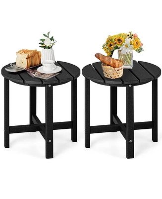 Set of 2 18 Inch Round Weather-Resistant Adirondack Side Tables